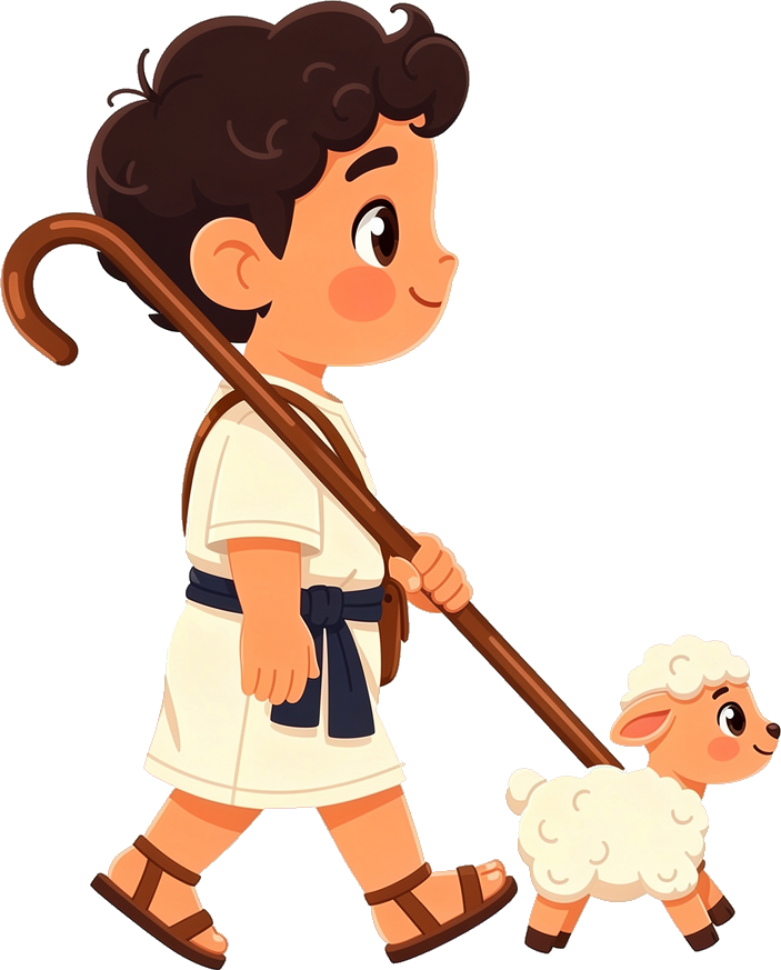 Santiago walking with his lamb